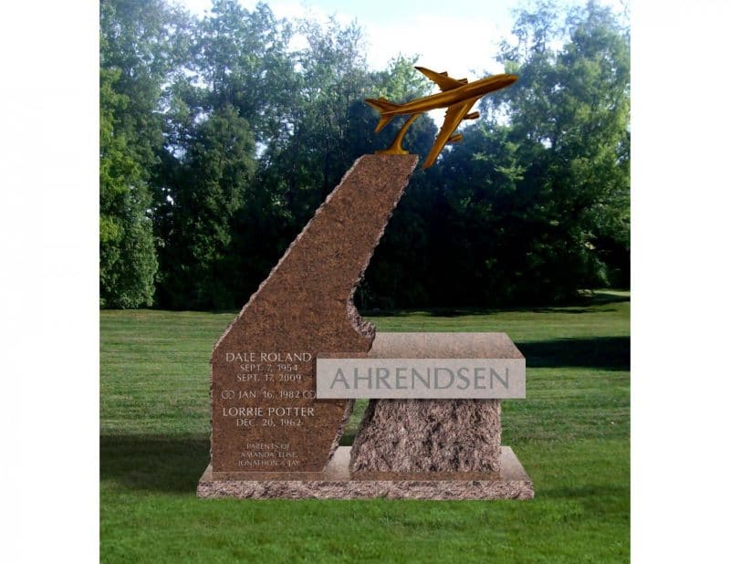 Ahrendsen Unique Bench Memorial with Bronze UPS Airplane