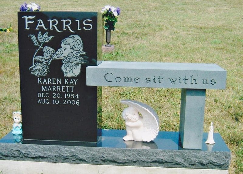 Faulkner Brown Bench Memorial with Florals