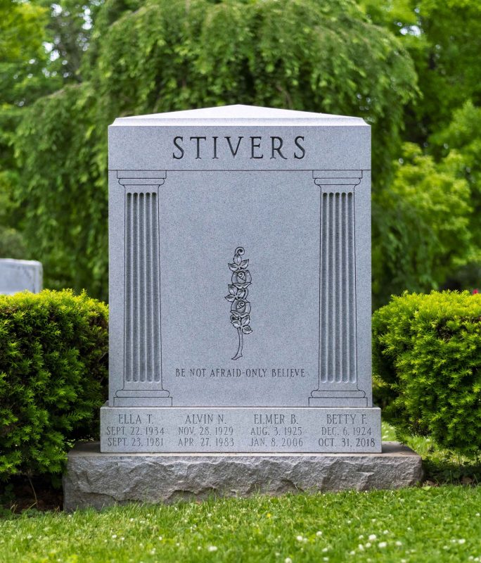 Stivers Family Memorial with Rose Carving