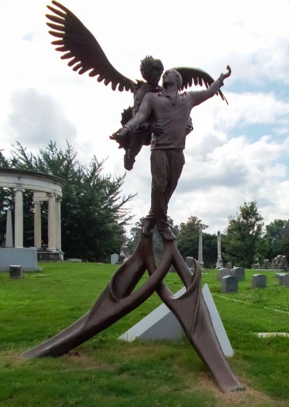 Max Rose Bronze Statue Angel Lifting Man To Heaven