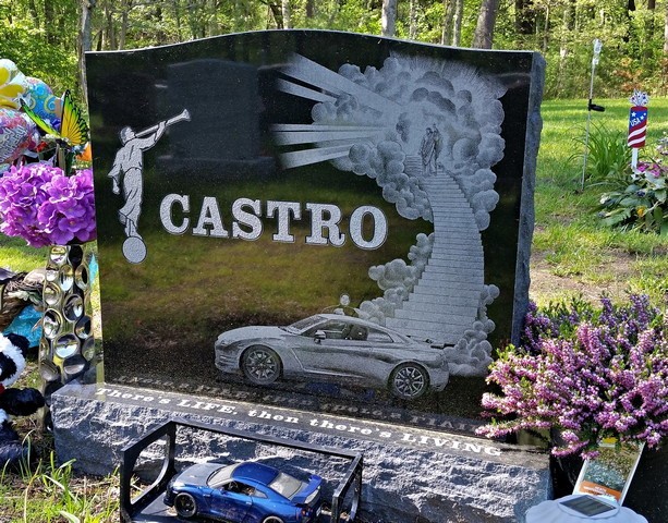 Castro Headstone with Car and Stairway to Heaven Art