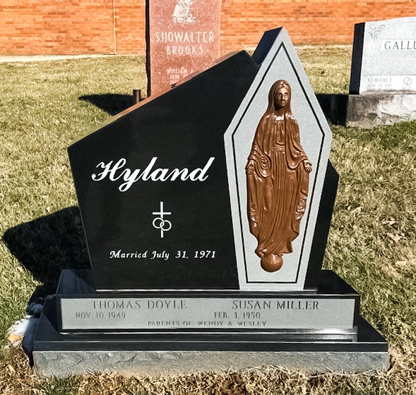 Hyland Black Granite with The Virgin Mary Bronze Attachment
