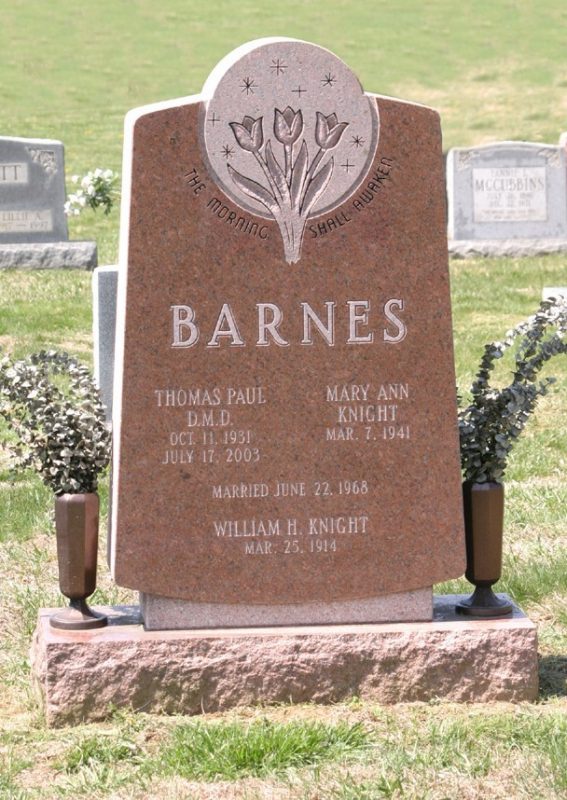 Barnes with Tulip Carving Design and Two Bronze Vases